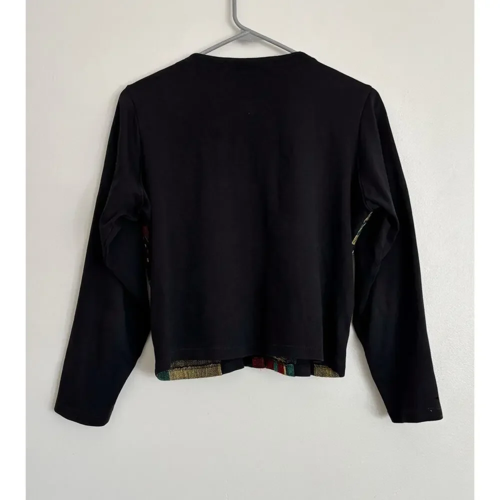Black Red Vintage Michael Simon Christmas Patchwork Cardigan S